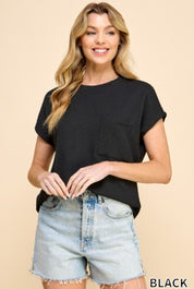 Ribbed Stretch Pocket T-Shirt