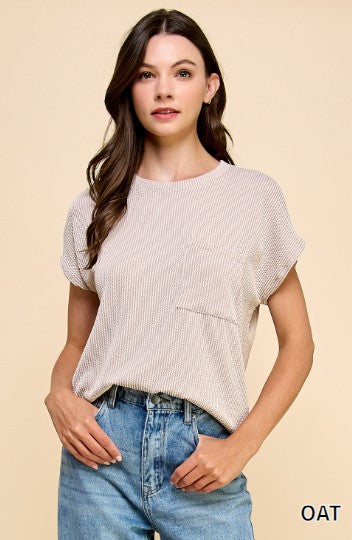 Ribbed Stretch Pocket T-Shirt
