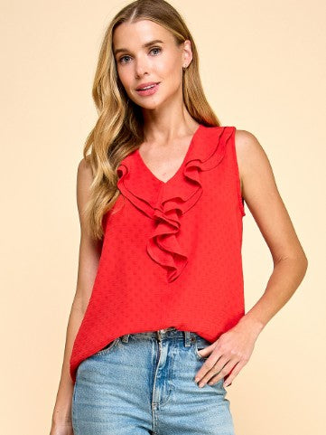 Solid Ruffle Tank Top