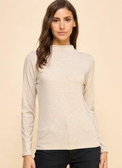 Ribbed Knit Mock Neck Long Sleeve Top