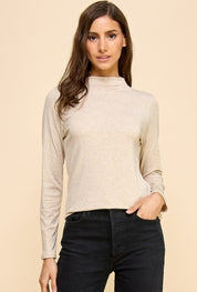 Ribbed Knit Mock Neck Long Sleeve Top