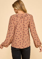 Printed Floral Ruffle Long Sleeve Top
