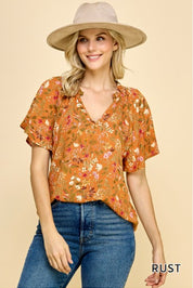 Fall Printed Short Sleeve Top
