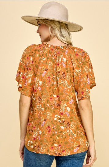 Fall Printed Short Sleeve Top