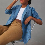 Washed Blue Denim Blazer