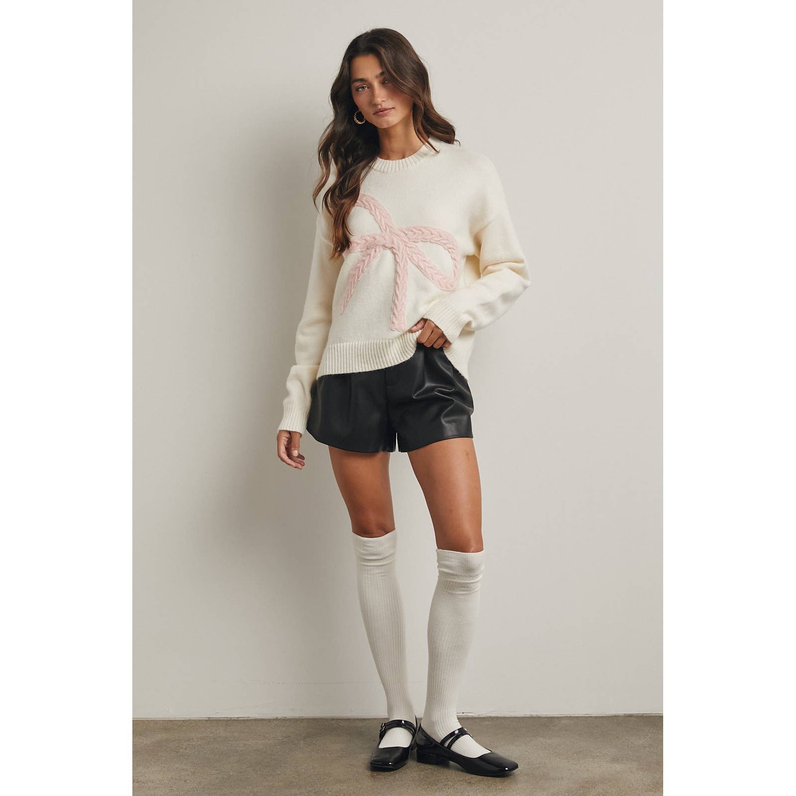 Cable Knit Bow Sweater