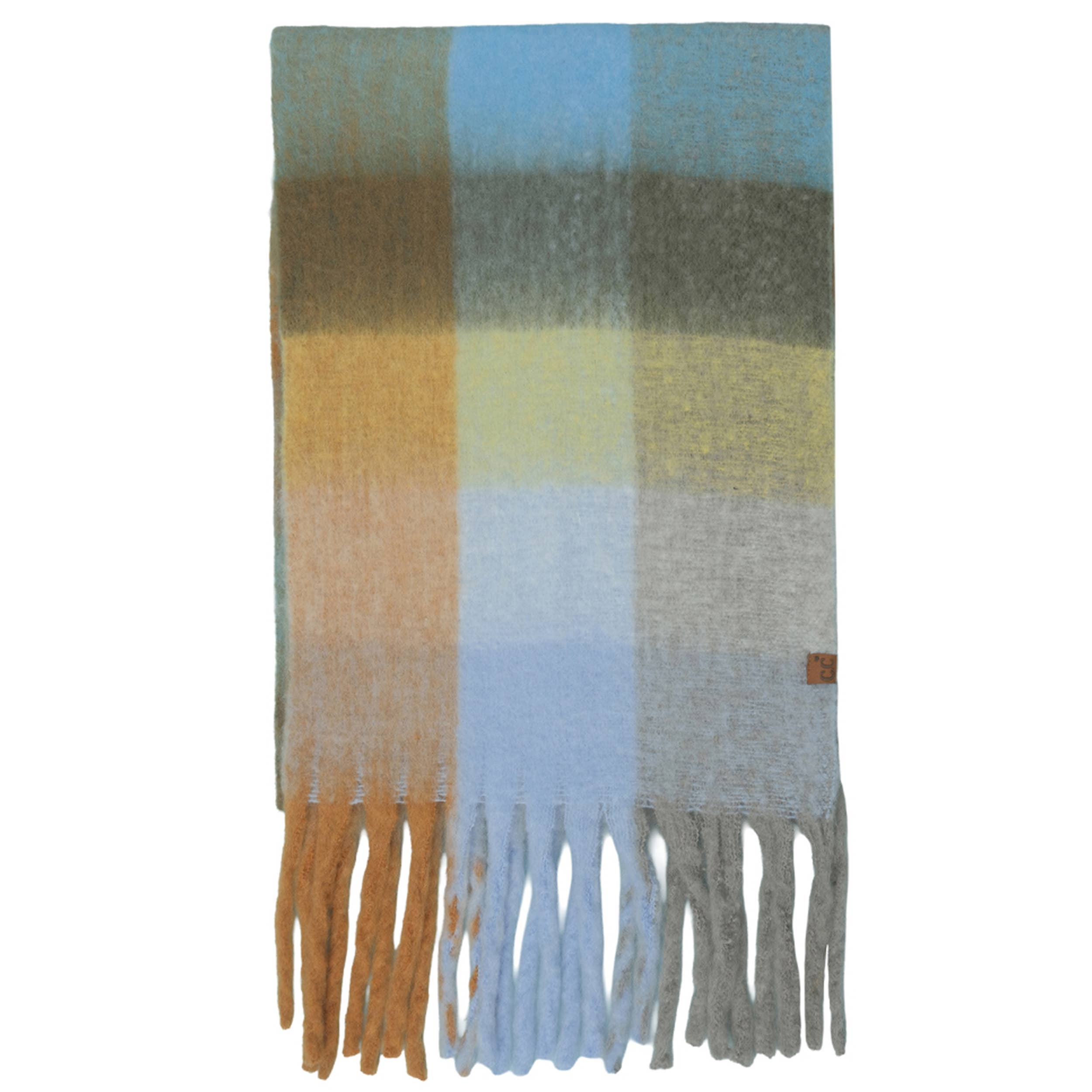 C.C Multi Color Block Plaid Woven Scarf