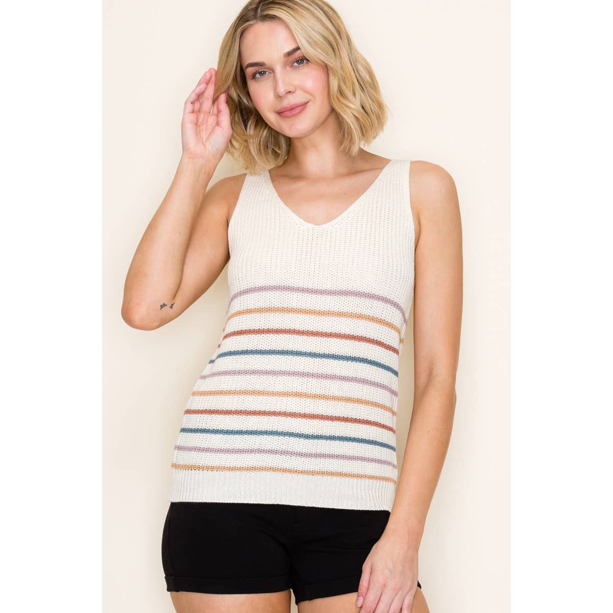Multi Color Striped Sweater Tank