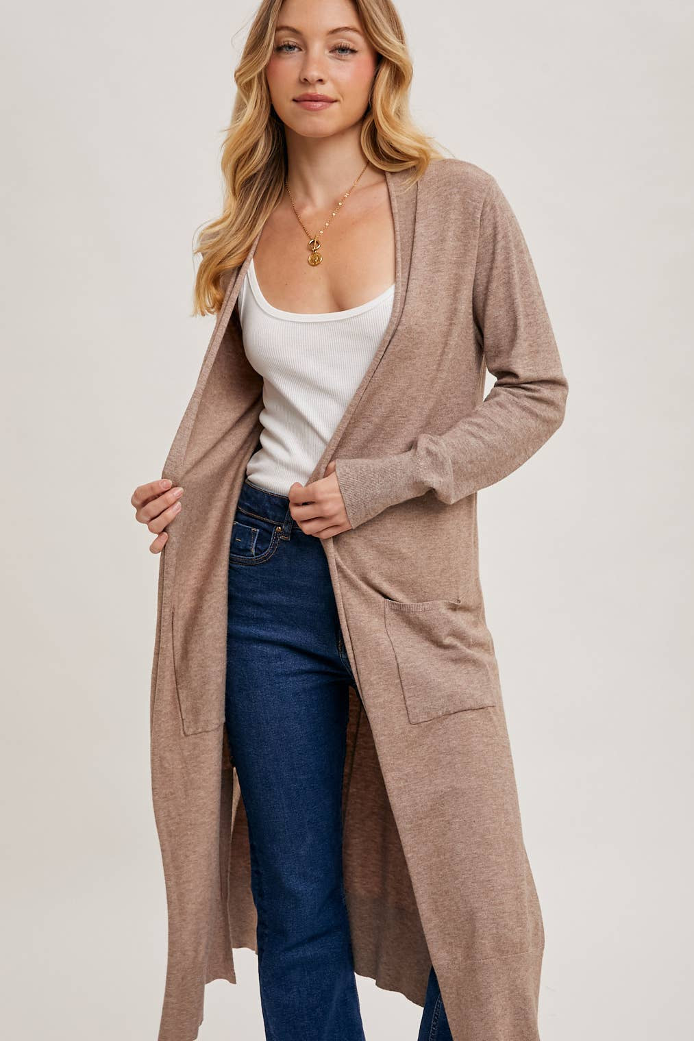 Longline Open Front Cardigan