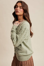 Floral Cable Knit Sweater