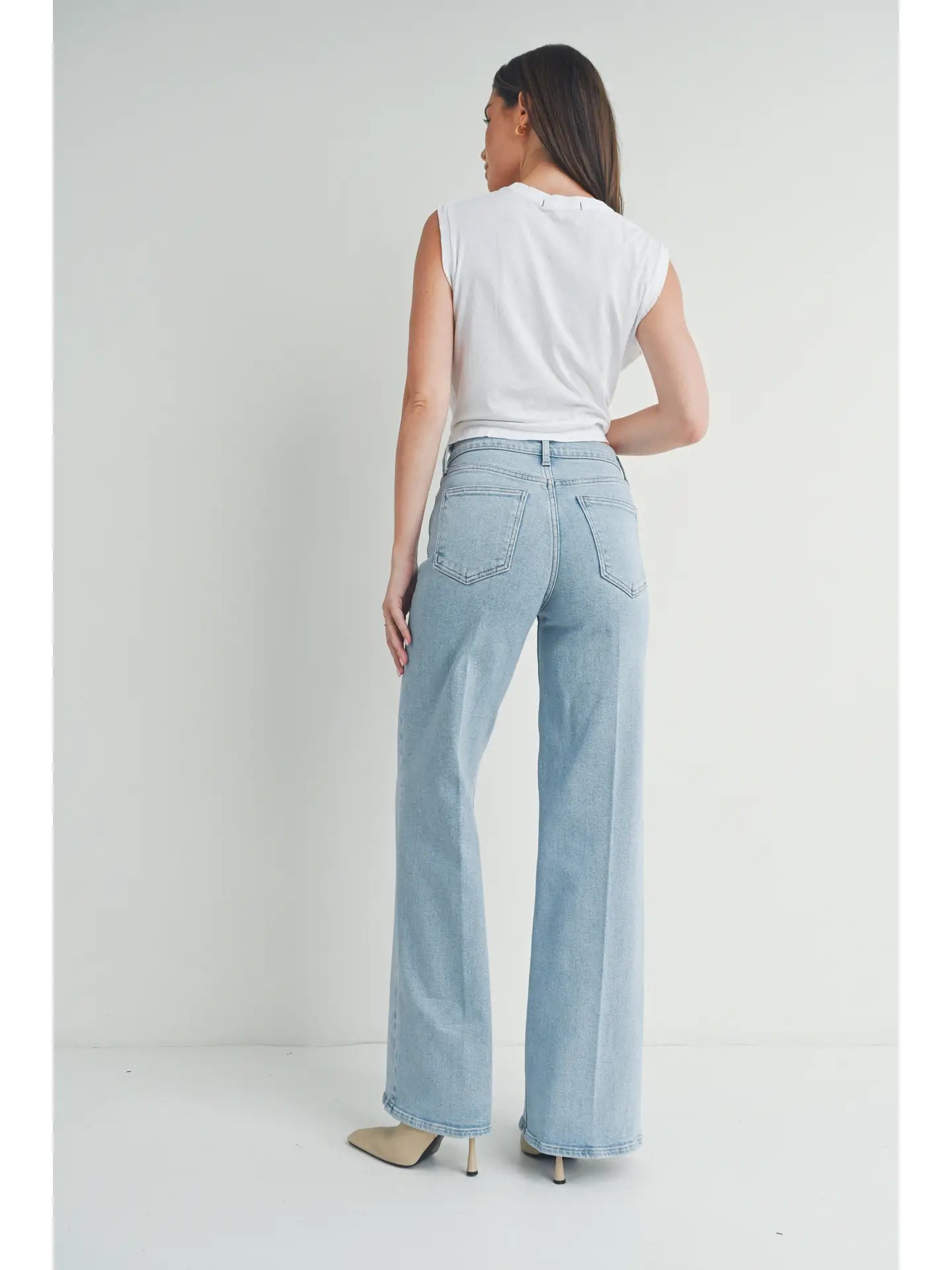 Just Black Denim Palazzo Jeans – Light Wash Wide-Leg Jeans