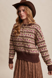 Western Jacquard Knit Sweater