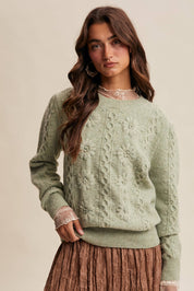Floral Cable Knit Sweater