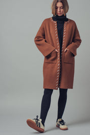 Western Contrast Stitch Boho Coat