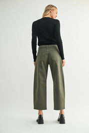 Just Black Denim Olive Utility Seamed Barrel Jean