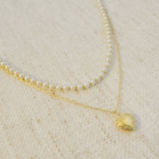 Pearls And Heart Locket Layered Necklace