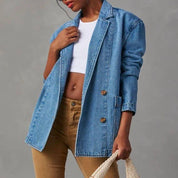 Washed Blue Denim Blazer