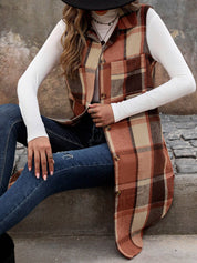 Sleeveless Plaid Vest Cardigan