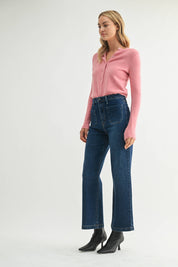 Just Black Denim Dark Patch Pocket Wide Leg Jean