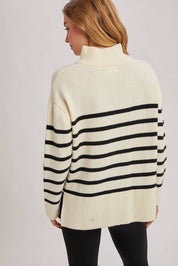 Quarter Zip Stripe Pullover Sweater