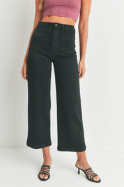 Just Black Denim Black Patch Pocket Wide Leg Jean