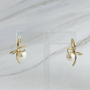 Bowed With Pearl Drop Earrings