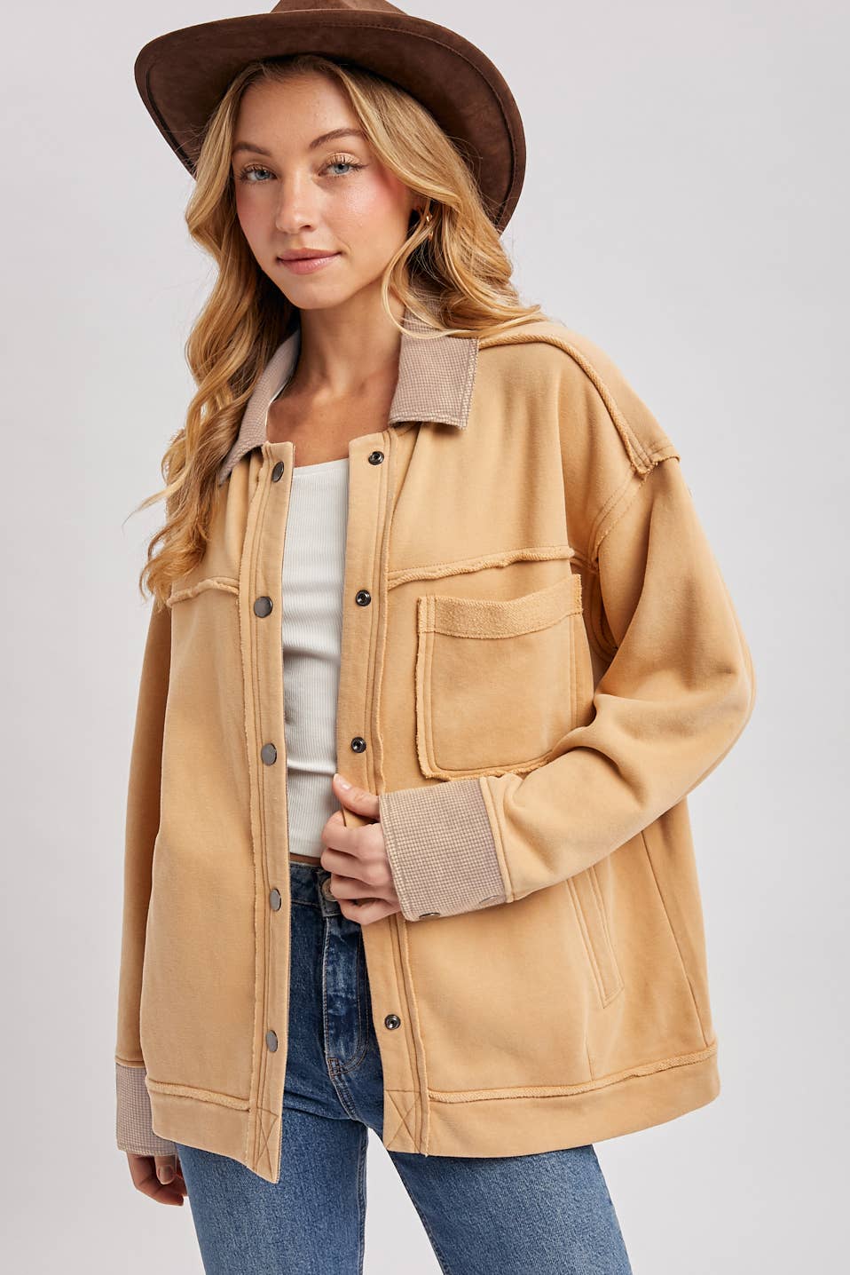 Button Down Cotton Fleece Barn Jacket