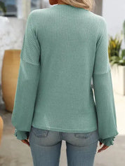 Casual Ribbed Long-Sleeve Sweater