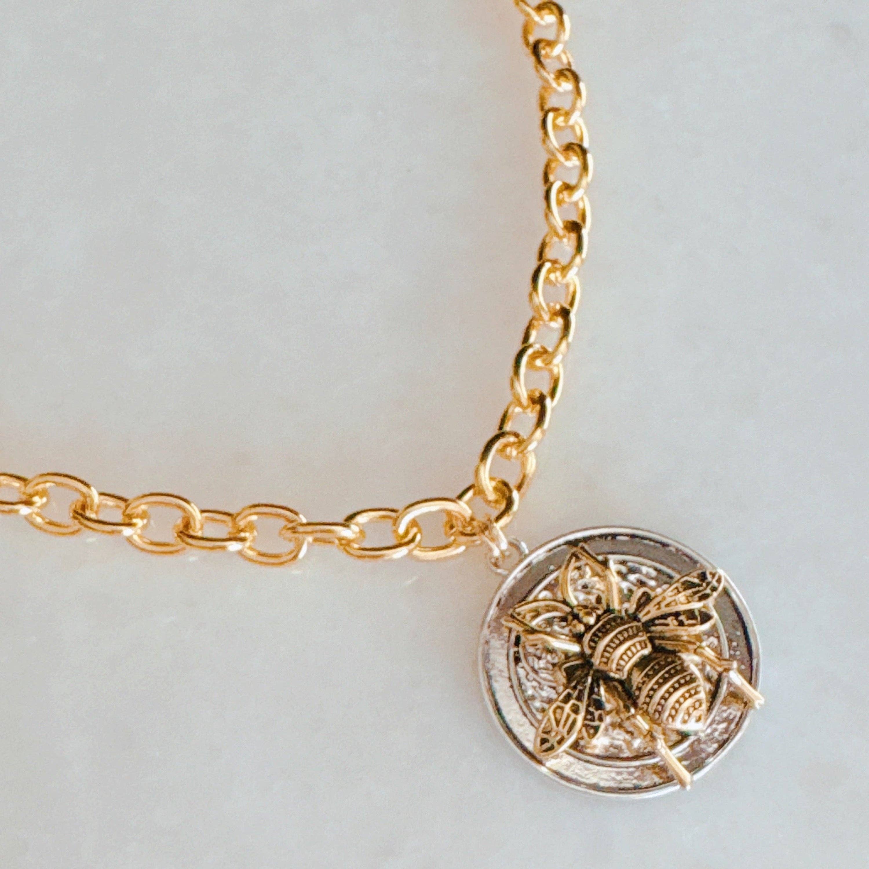 Bold Antique Bee Chain Necklace