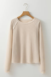 Textured Round Neck Long Sleeve Top