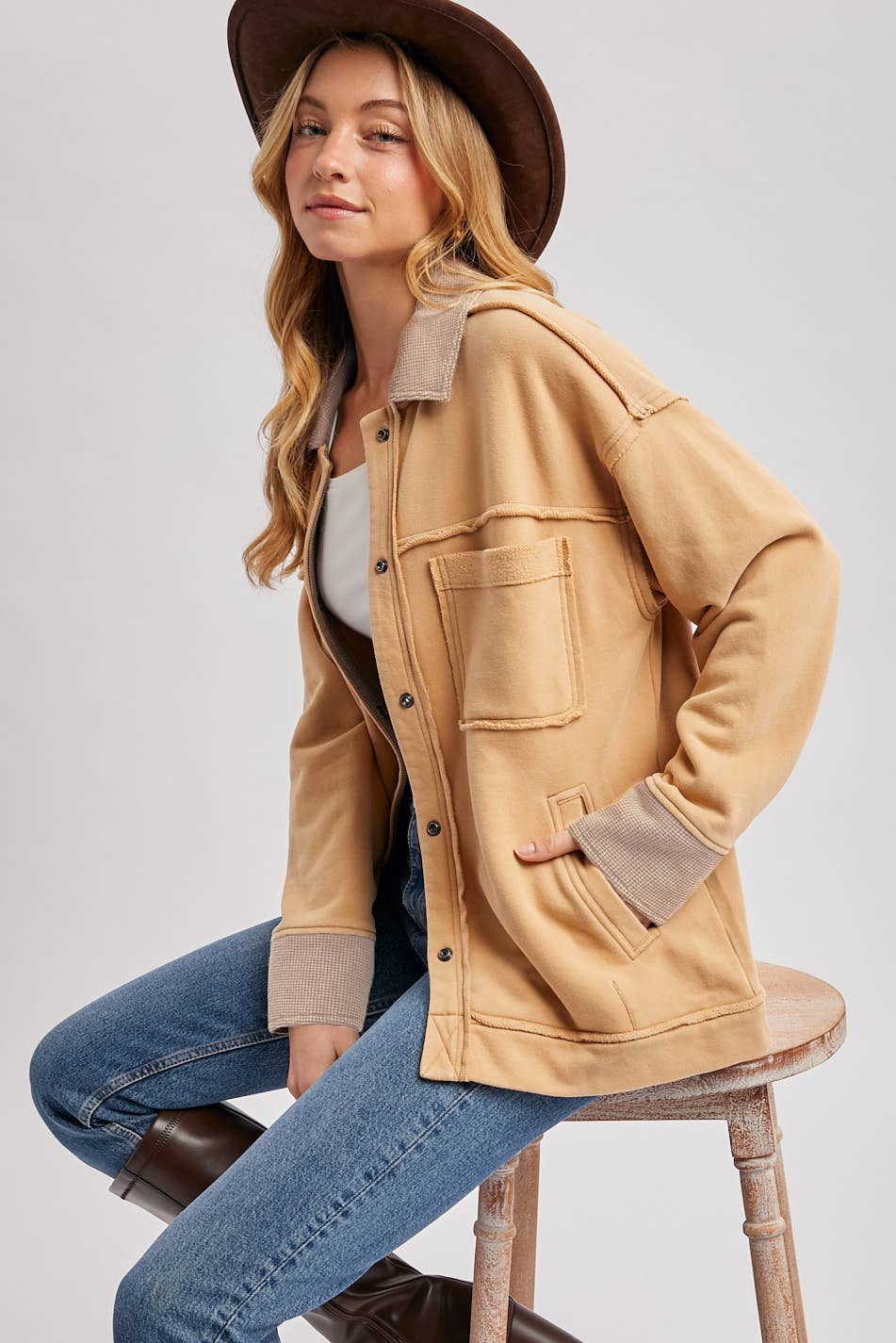 Button Down Cotton Fleece Barn Jacket