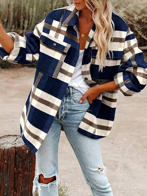 Classic Plaid Button Flannel Shacket