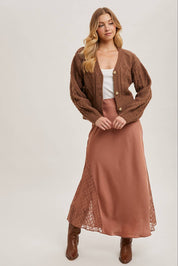 Button Down Knit Sweater Cardigan