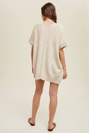 Dolman Short Sleeve Ribbed Cardigan