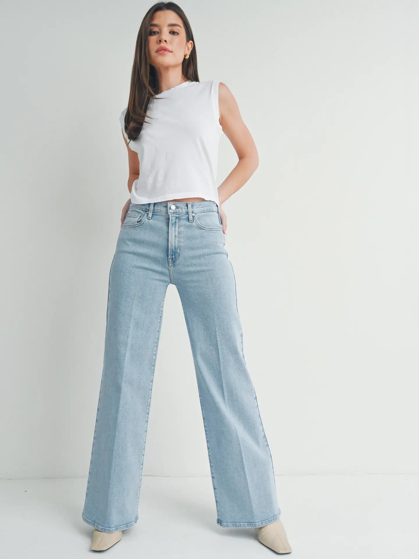 Just Black Denim Palazzo Jeans – Light Wash Wide-Leg Jeans