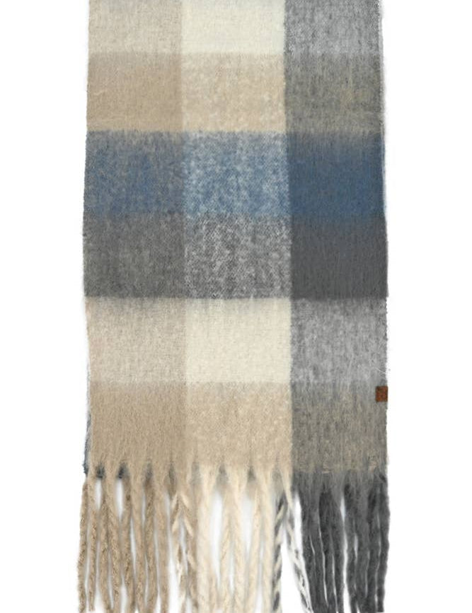 C.C Multi Color Block Plaid Woven Scarf