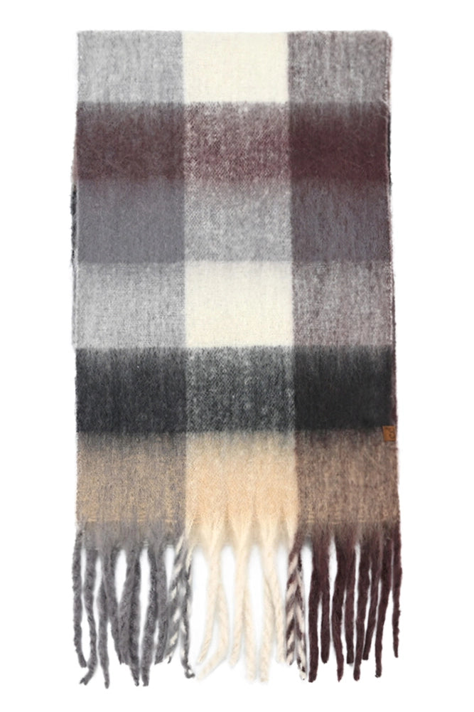 C.C Multi Color Block Plaid Woven Scarf