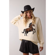 Horse Motif Knit Sweater