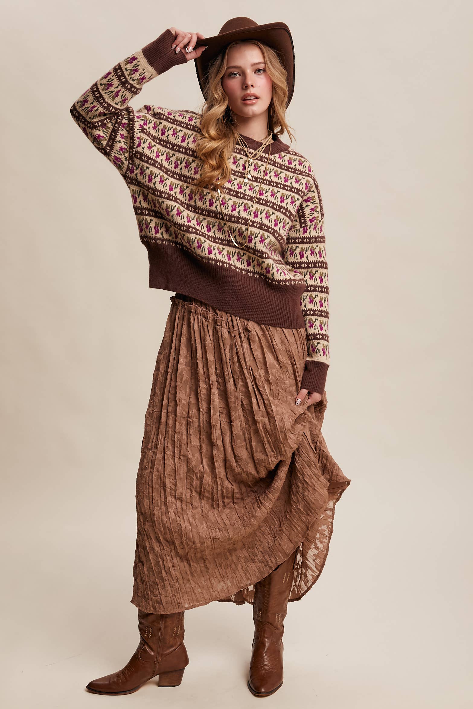 Western Jacquard Knit Sweater