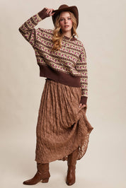 Western Jacquard Knit Sweater