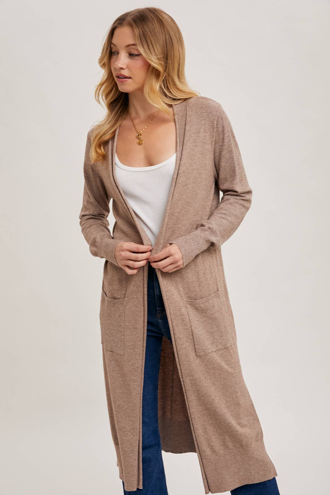 Longline Open Front Cardigan