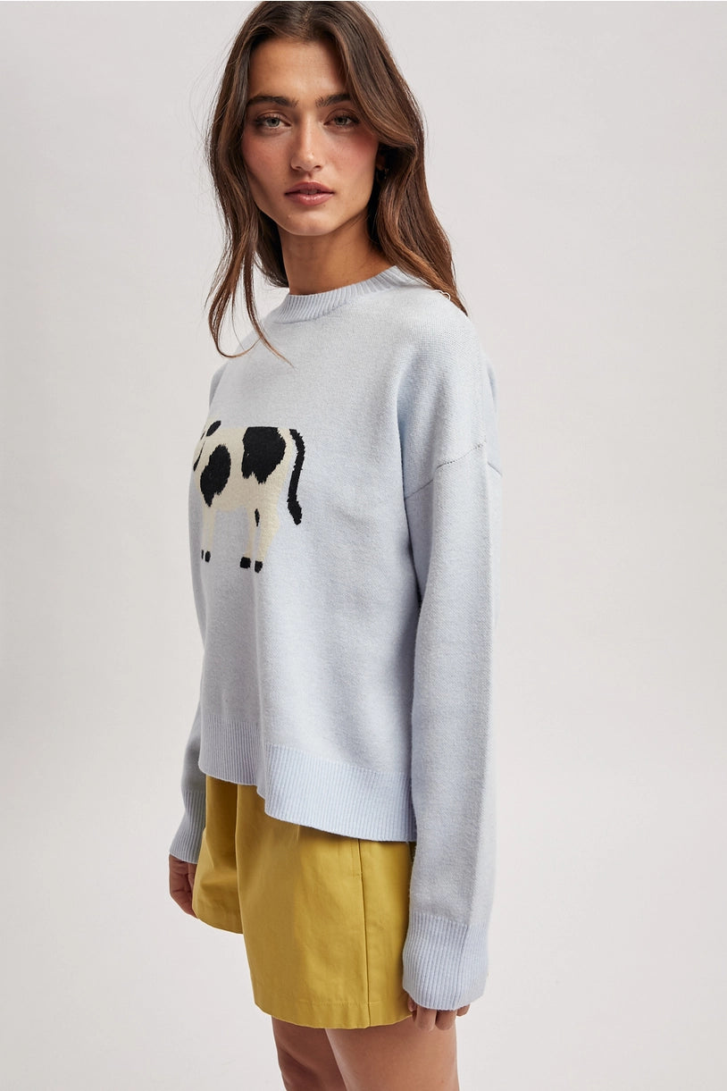 Cow Motif Knit Sweater