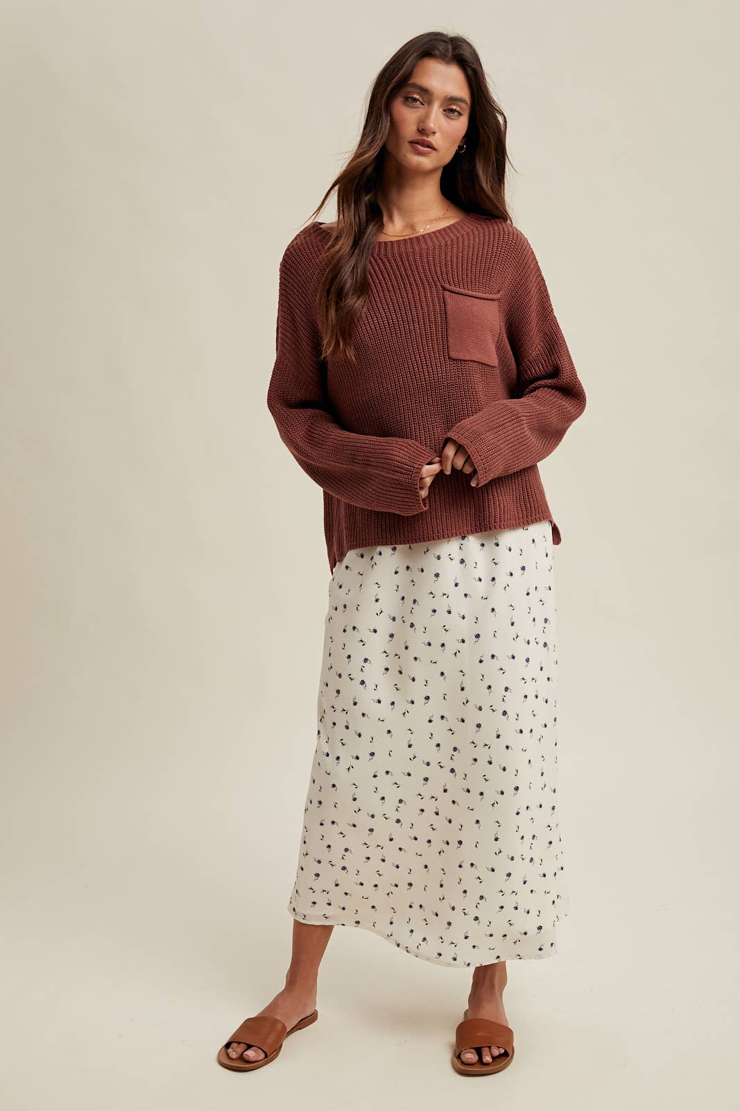 Drop Shoulder Solid Sweater