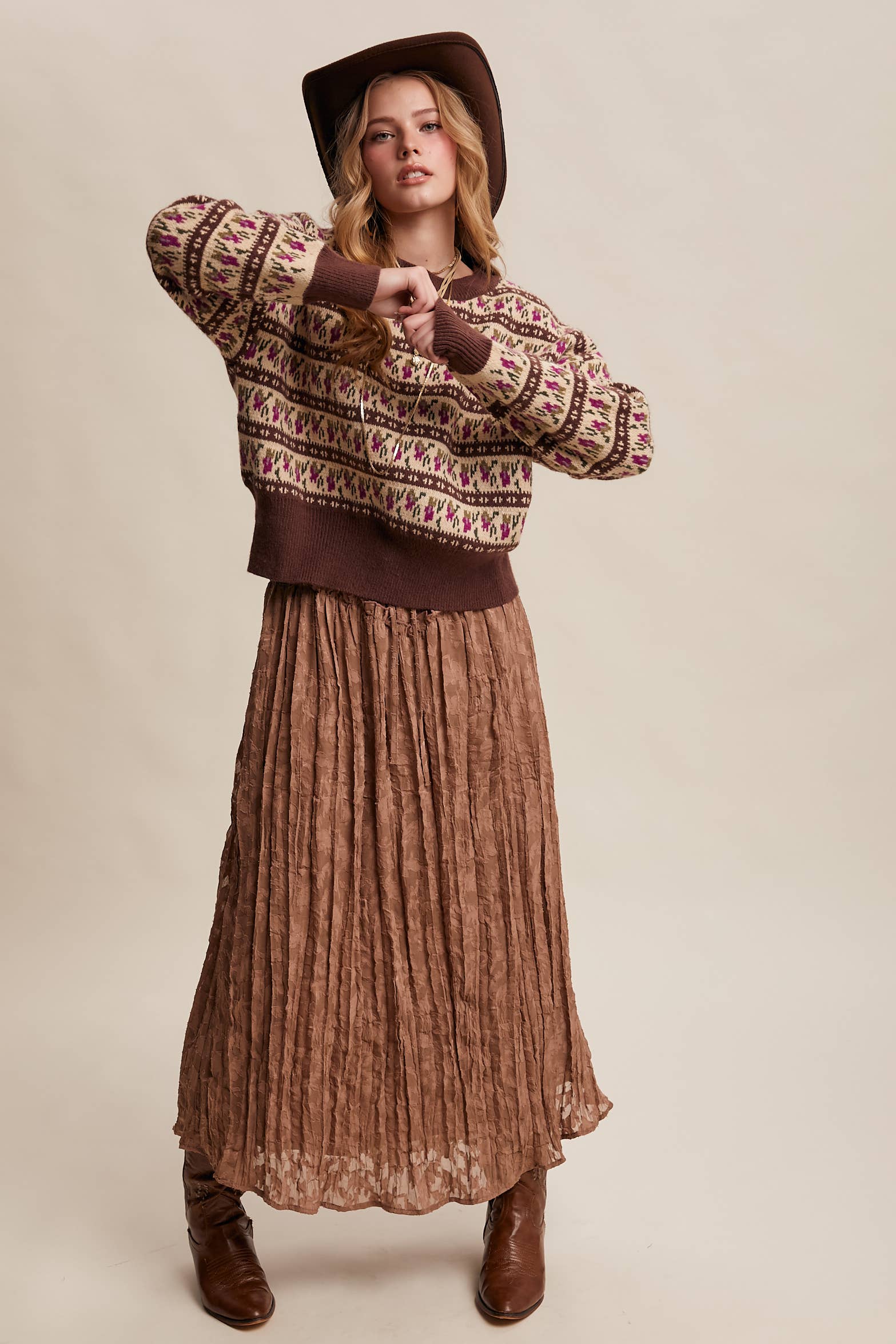 Western Jacquard Knit Sweater