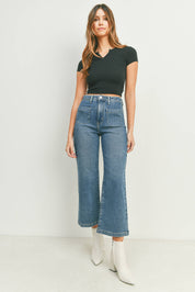 Just Black Denim Medium Patch Pocket Wide Leg Jean