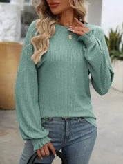 Casual Ribbed Long-Sleeve Sweater