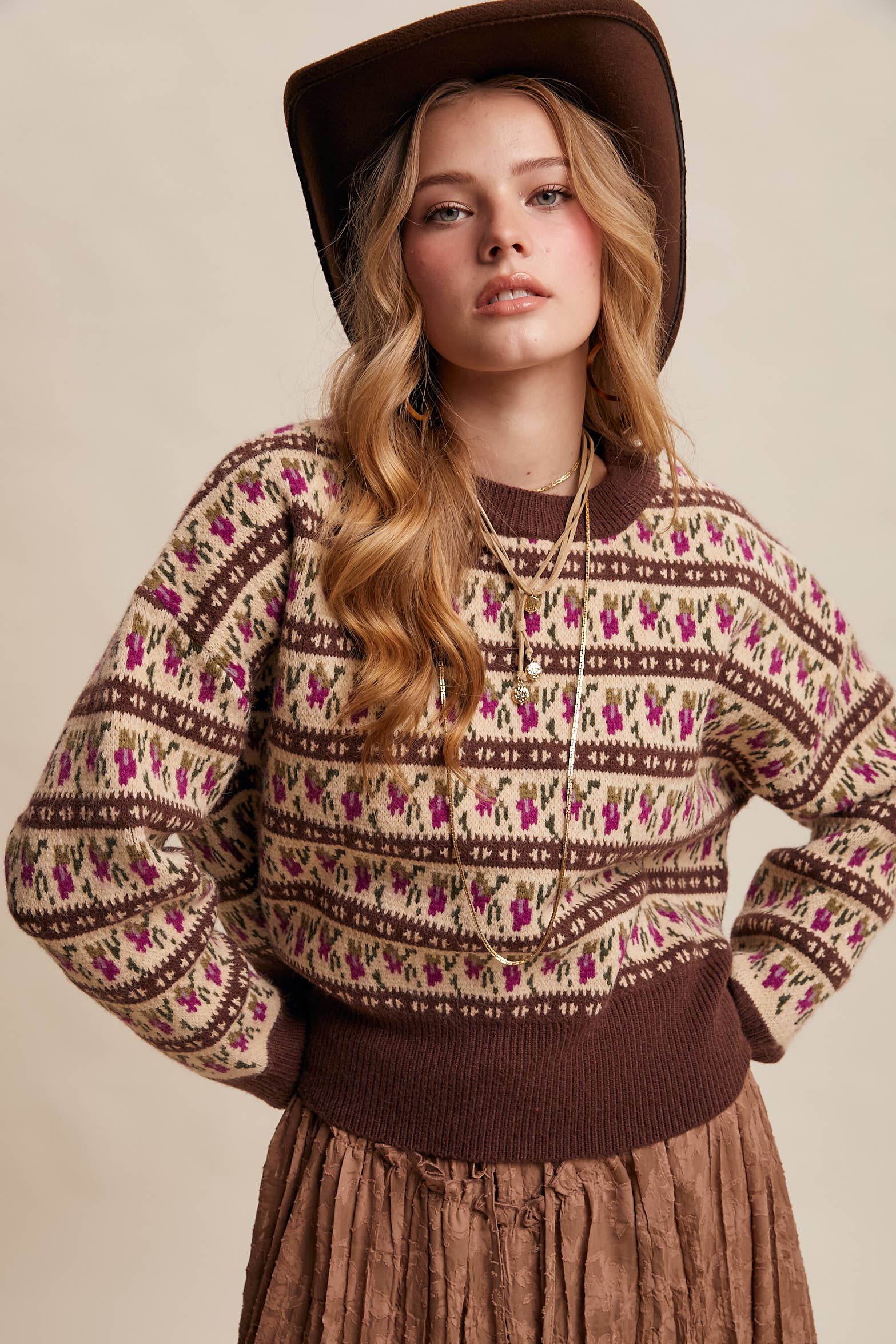 Western Jacquard Knit Sweater