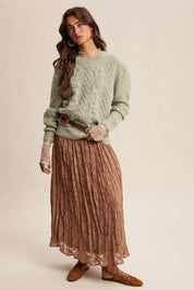 Floral Cable Knit Sweater