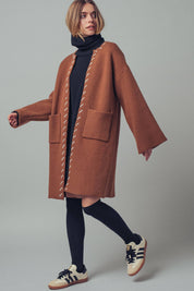 Western Contrast Stitch Boho Coat