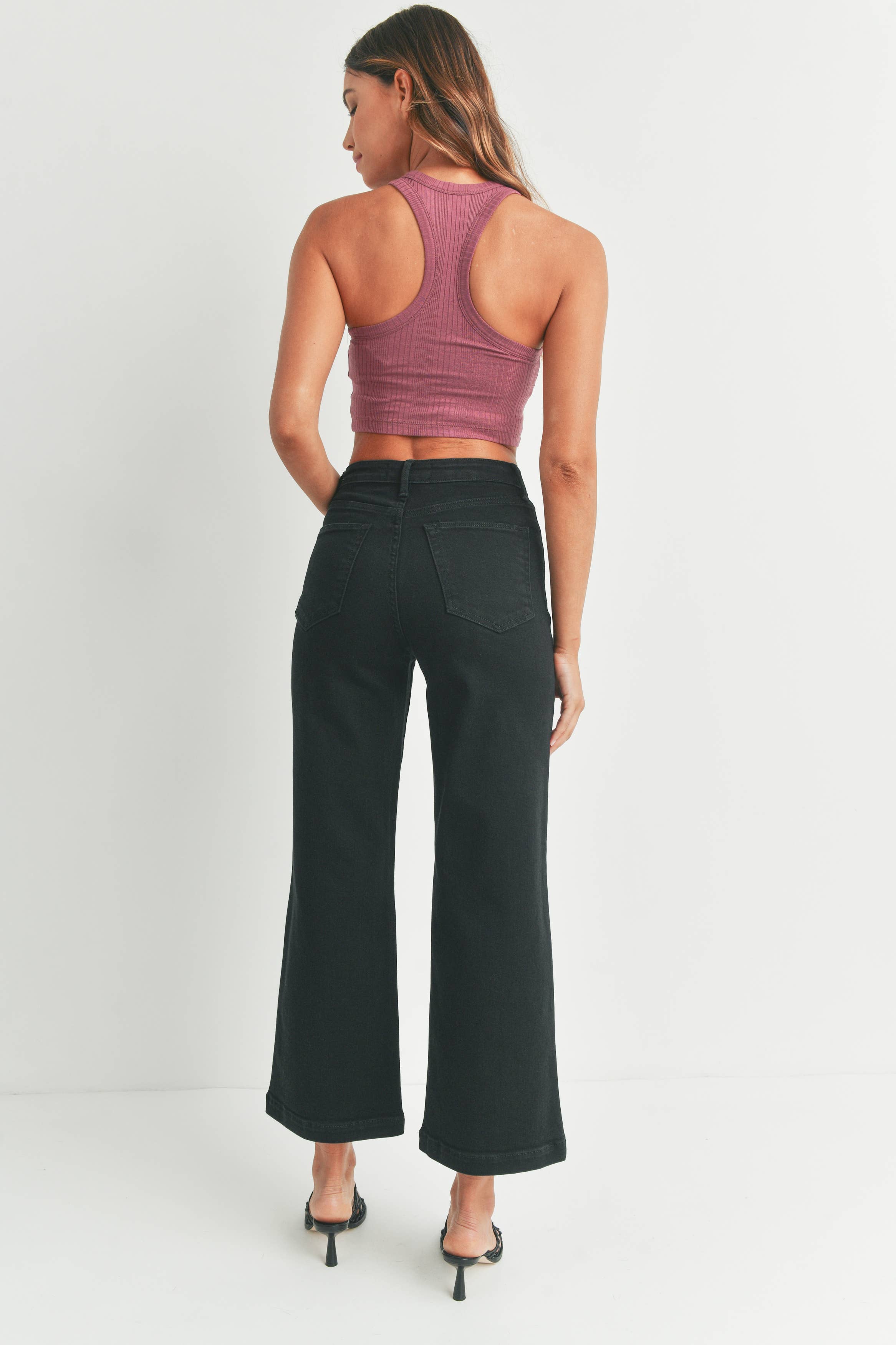 Just Black Denim Black Patch Pocket Wide Leg Jean